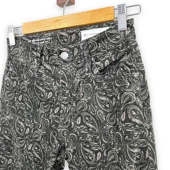 Adriano Goldstein Pants Womens 26 Black Stevie Ankle Velvet Dark Floral Paisley - Picture 5 of 13